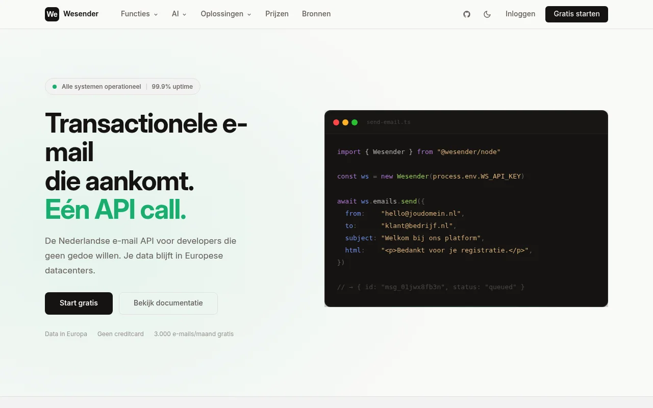 Wesender: Transactionele e-mail API met EU-dataopslag