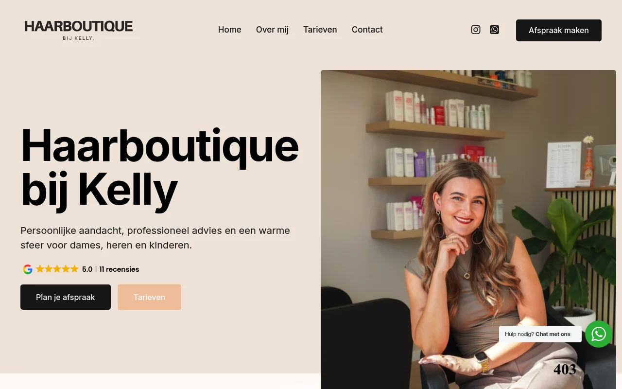 Haarboutique bij Kelly: WordPress website voor kapsalon in Limmen
