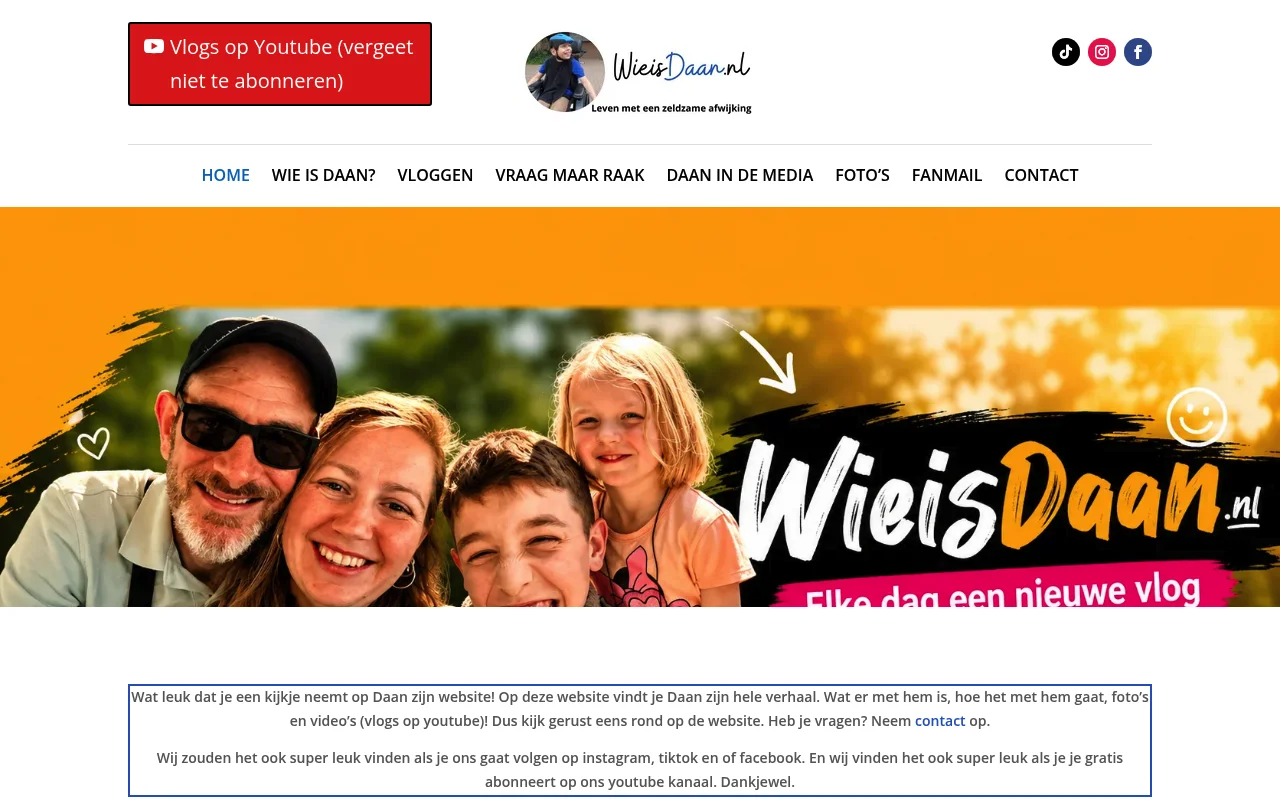 WieisDaan.nl - Persoonlijke website over leven met een zeldzame afwijking